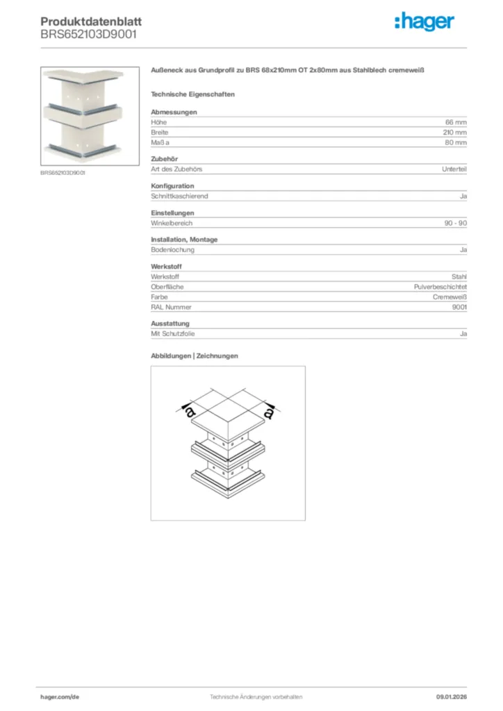 Bild Hager Produktdatenblatt BRS652103D9001 | Hager Deutschland
