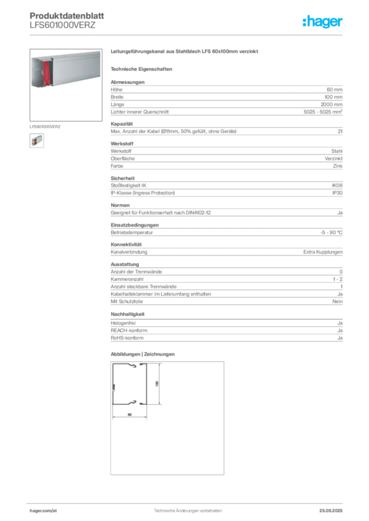 Bild Hager Produktdatenblatt LFS601000VERZ | Hager Deutschland