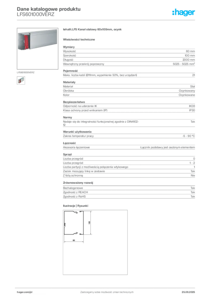 Zdjęcie Hager Karta katalogowa LFS601000VERZ | Hager Polska