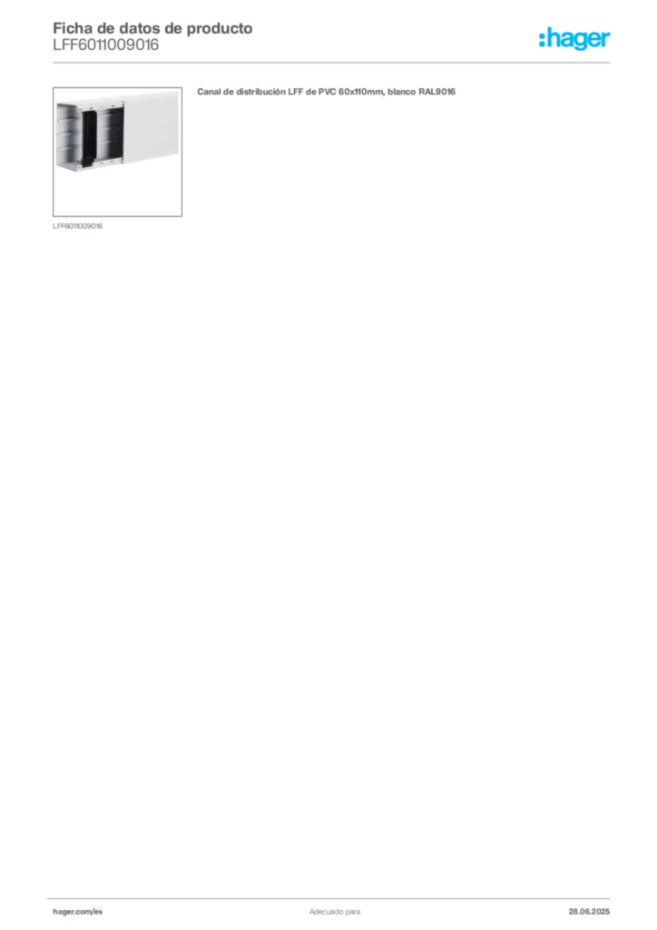 Imagen Hager Ficha de datos de producto LFF6011009016 | Hager España