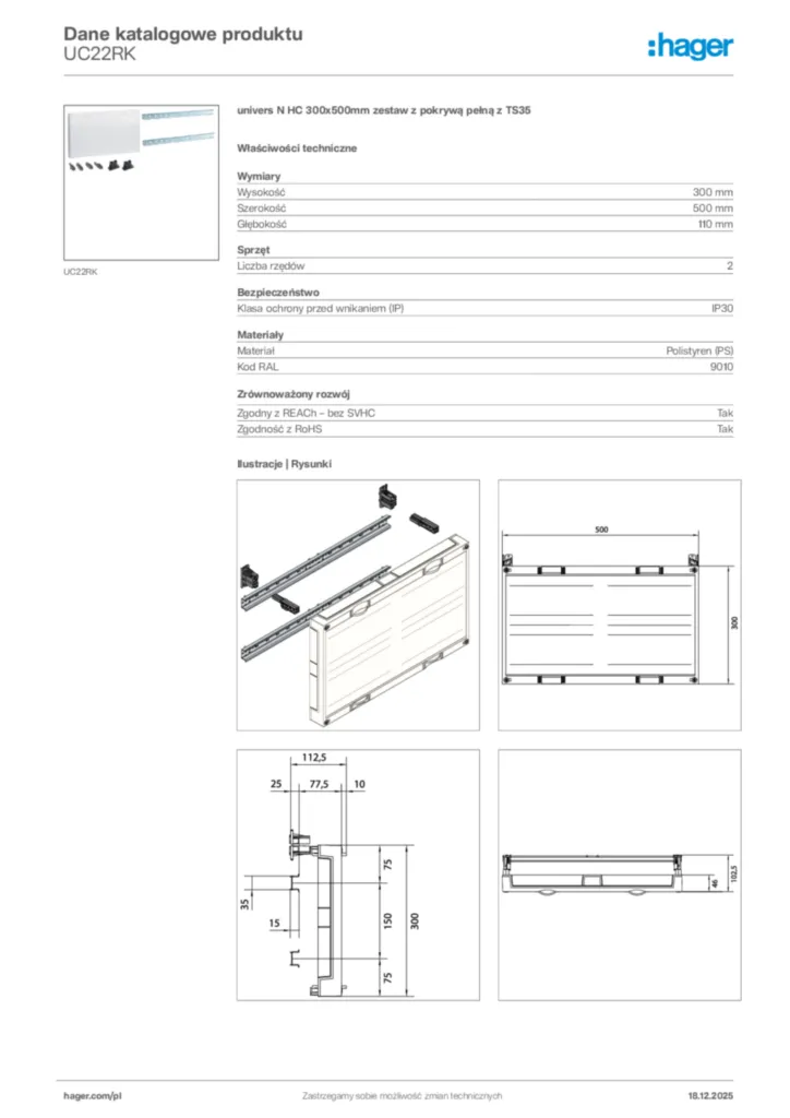 Zdjęcie Hager Karta katalogowa UC22RK | Hager Polska