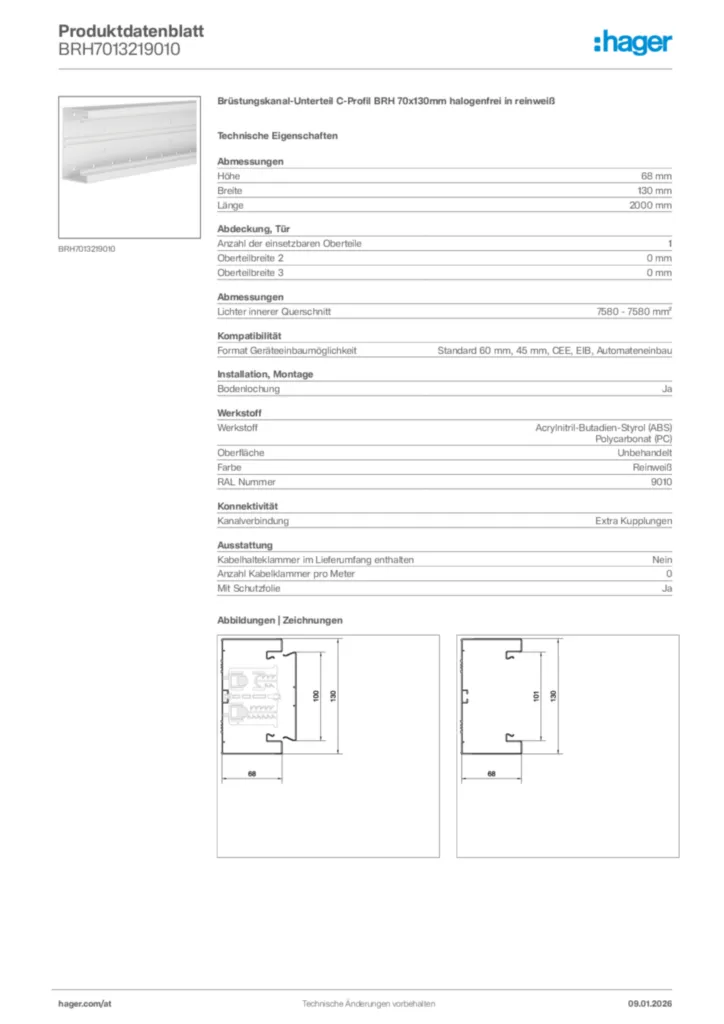 Bild Hager Produktdatenblatt BRH7013219010 | Hager Deutschland
