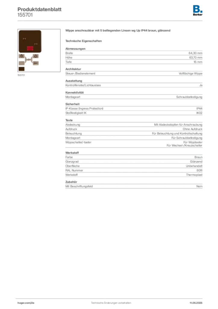 Berker Produktdatenblatt 155701