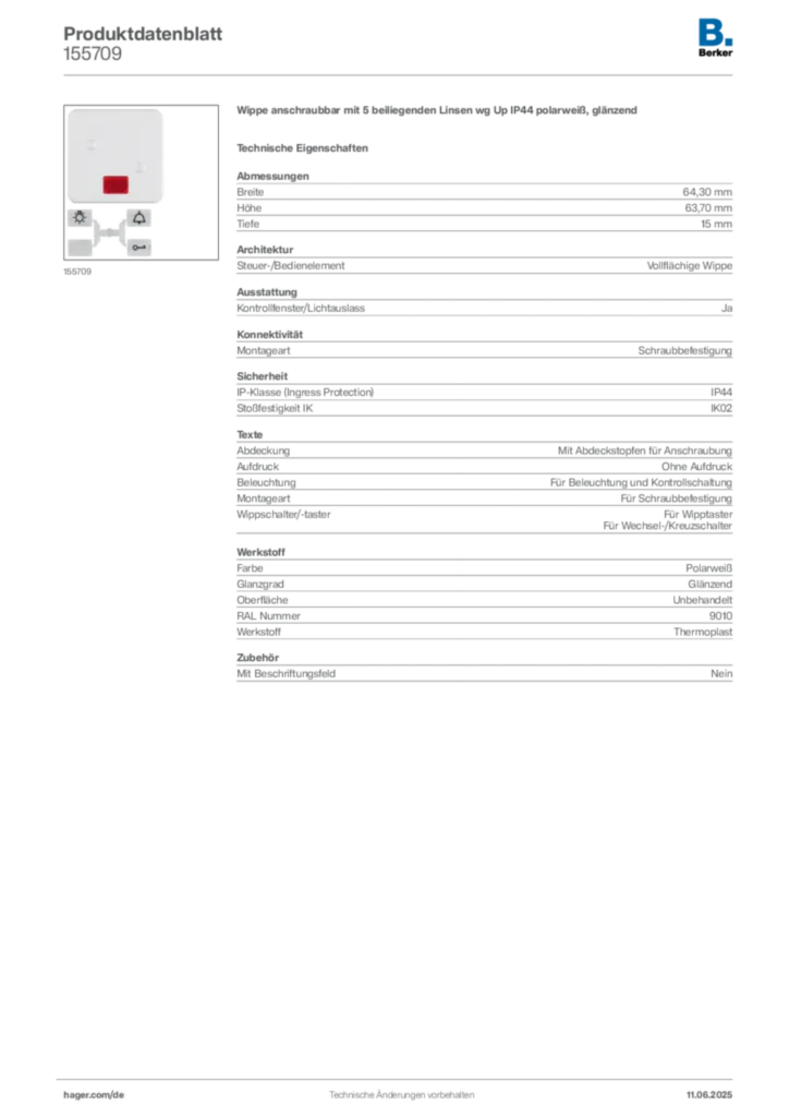 Berker Produktdatenblatt 155709
