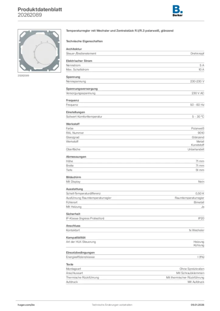 Bild Berker Produktdatenblatt 20262089 | Hager Deutschland