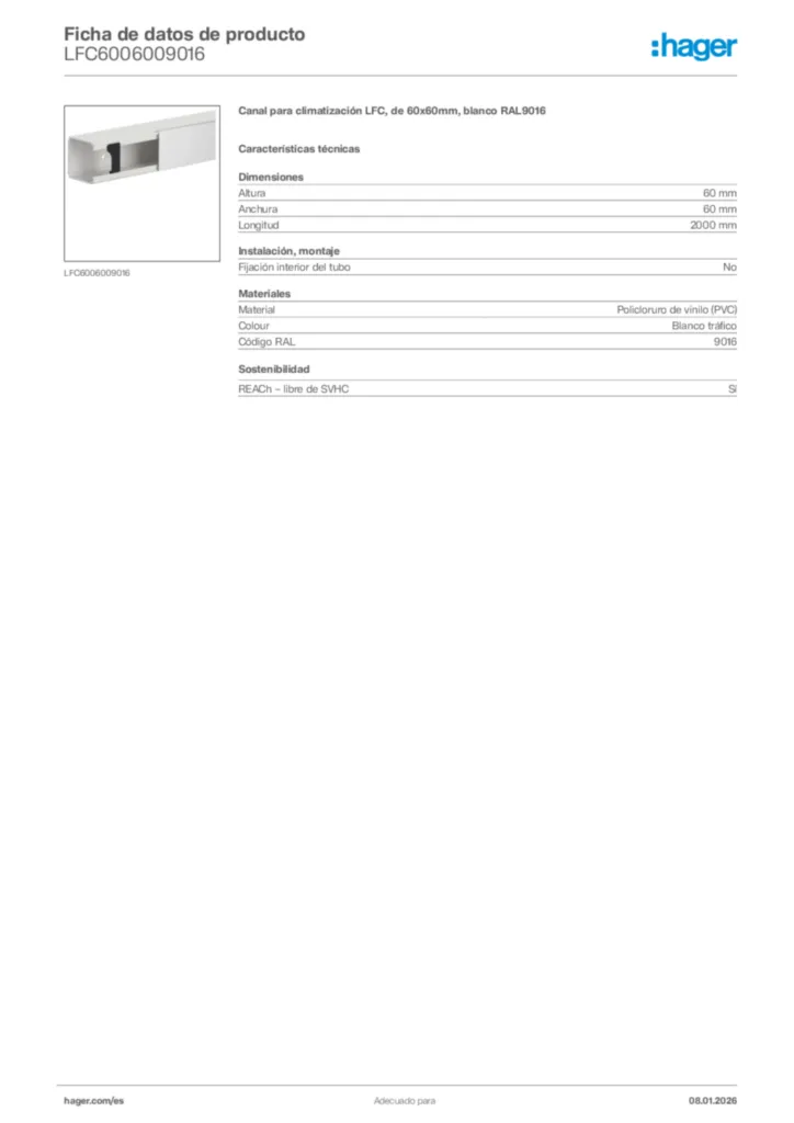 Imagen Hager Ficha de datos de producto LFC6006009016 | Hager España
