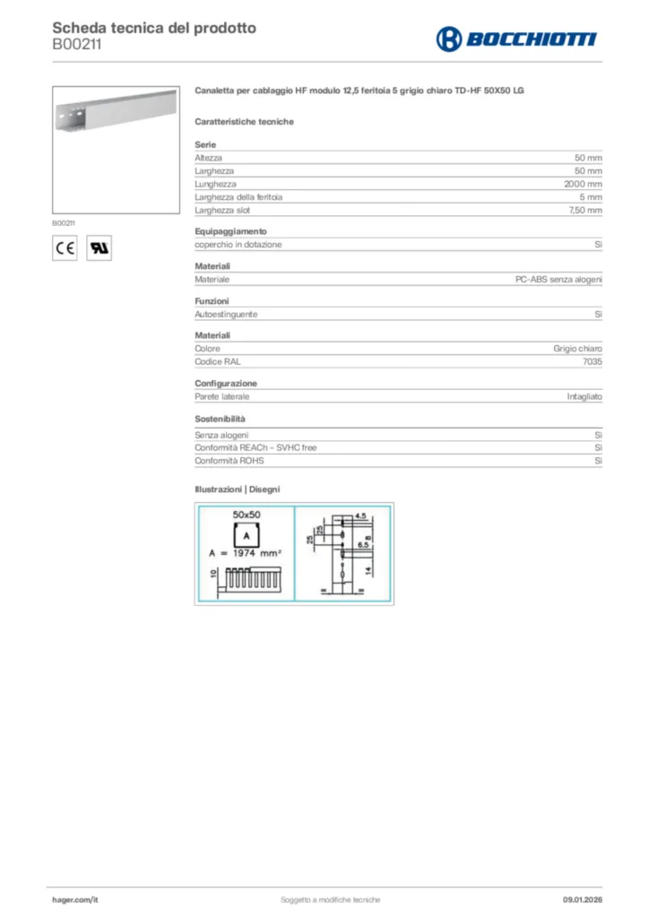 Immagine Bocchiotti Scheda tecnica del prodotto B00211 | Hager Italia