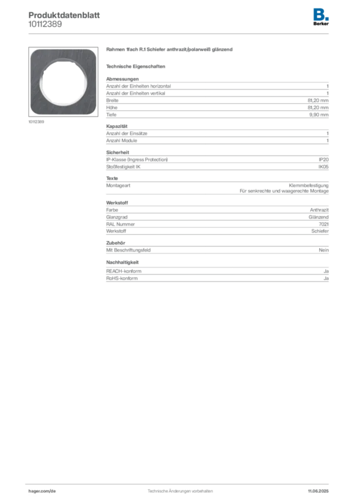 Berker Produktdatenblatt 10112389