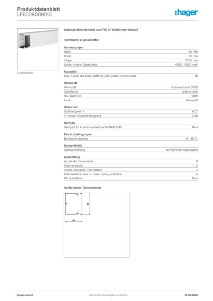 Bild Hager Produktdatenblatt LF6009009010 | Hager Deutschland