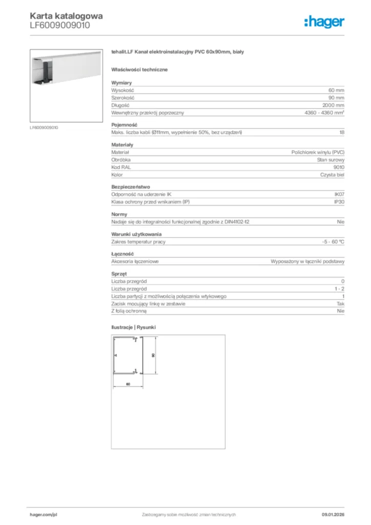 Zdjęcie Hager Karta katalogowa LF6009009010 | Hager Polska