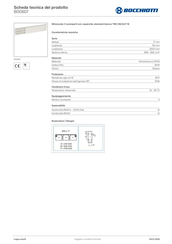 Immagine Bocchiotti Scheda tecnica del prodotto B00607 | Hager Italia
