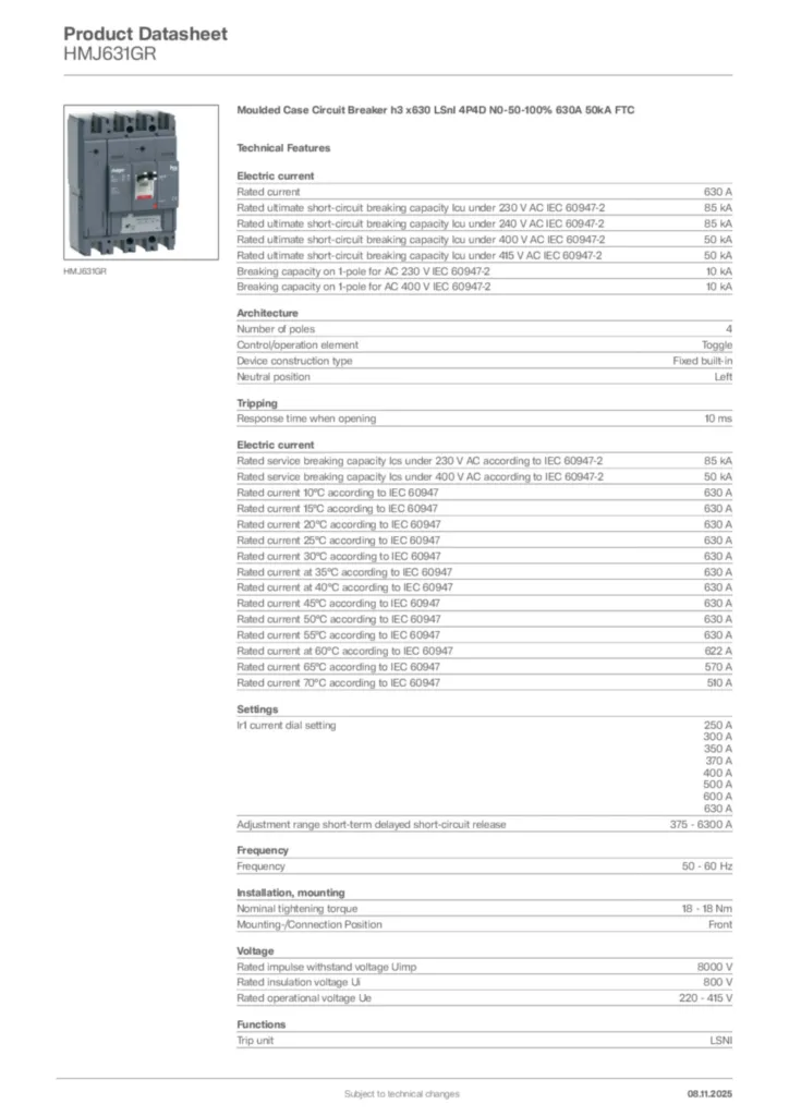 Image Hager Product data sheet HMJ631GR  | Hager Africa