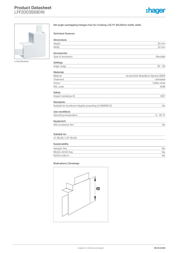 Image Hager Product data sheet LFF2003559016  | Hager Africa