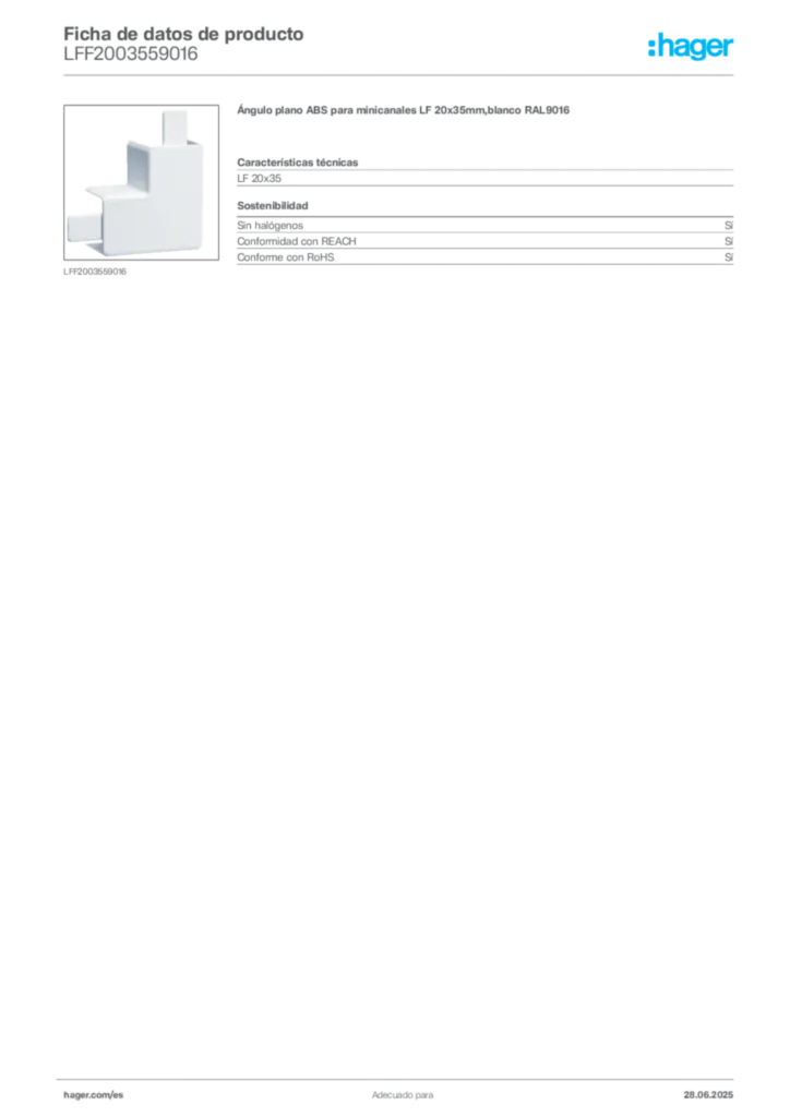 Imagen Hager Ficha de datos de producto LFF2003559016 | Hager España