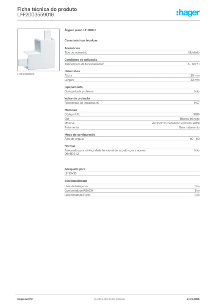 Imagem Hager Ficha técnica do produto LFF2003559016 | Hager Portugal