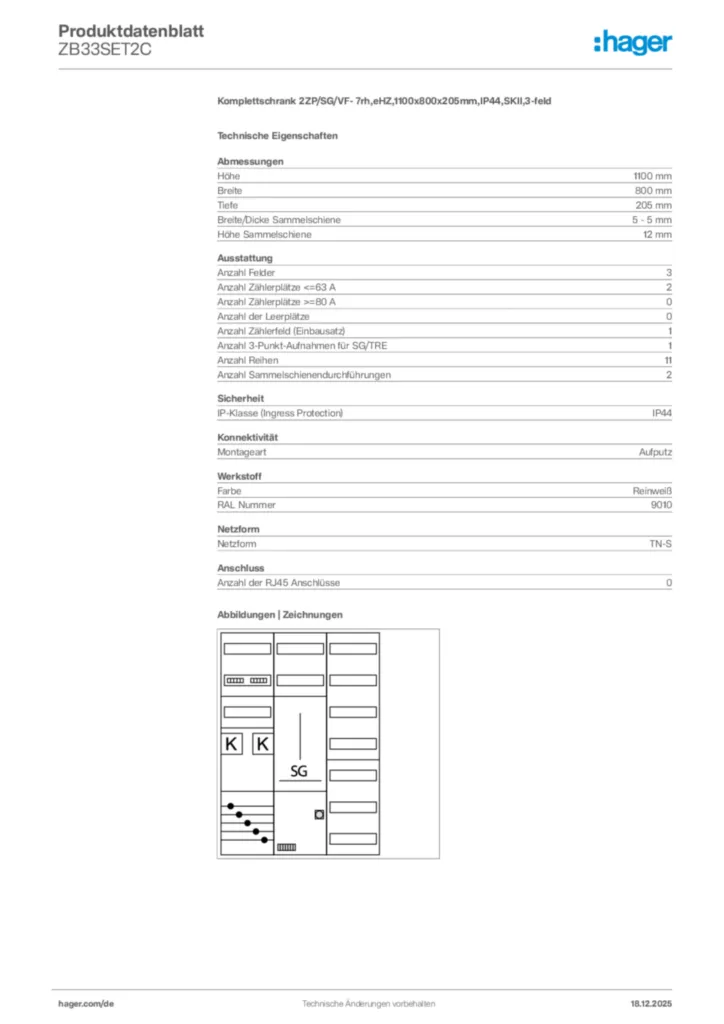 Bild Hager Produktdatenblatt ZB33SET2C | Hager Deutschland