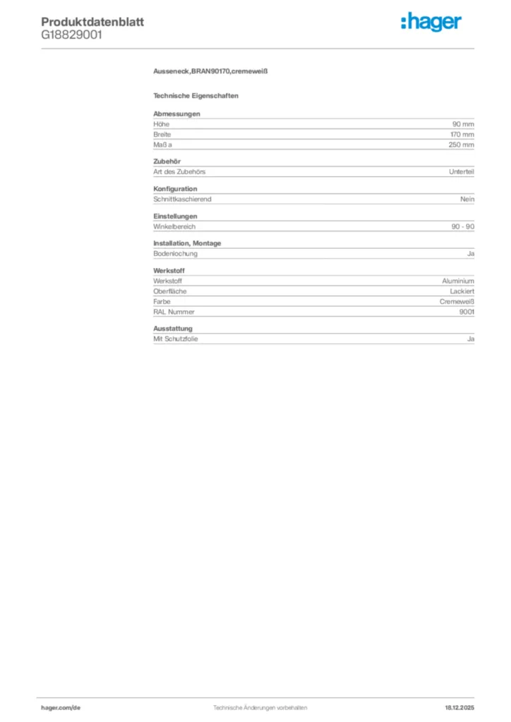 Bild Hager Produktdatenblatt G18829001 | Hager Deutschland