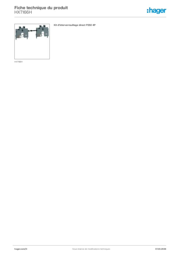 Image Hager Fiche technique du produit HXT166H | Hager France