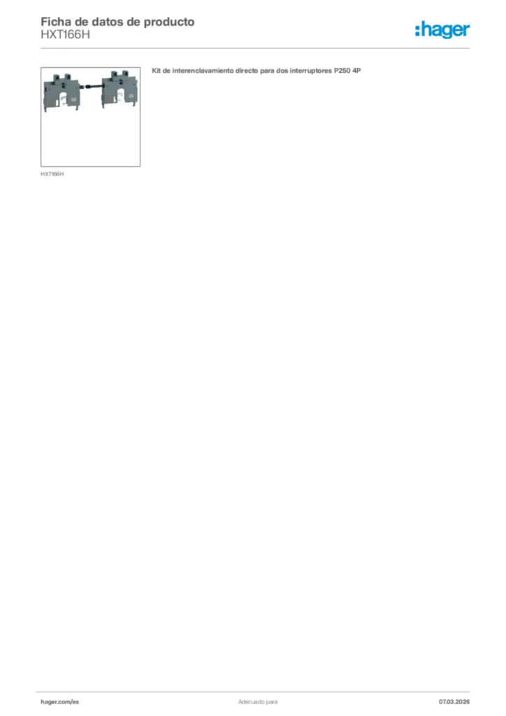 Imagen Hager Ficha de datos de producto HXT166H | Hager España