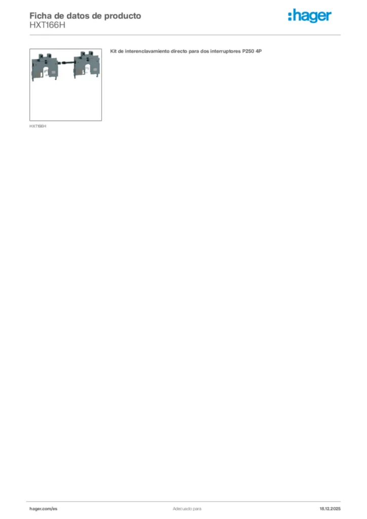Imagen Hager Ficha de datos de producto HXT166H | Hager España