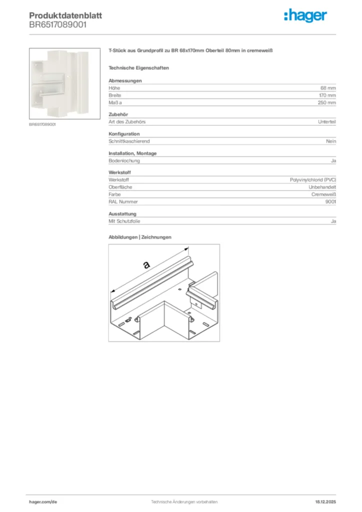 Bild Hager Produktdatenblatt BR6517089001 | Hager Deutschland
