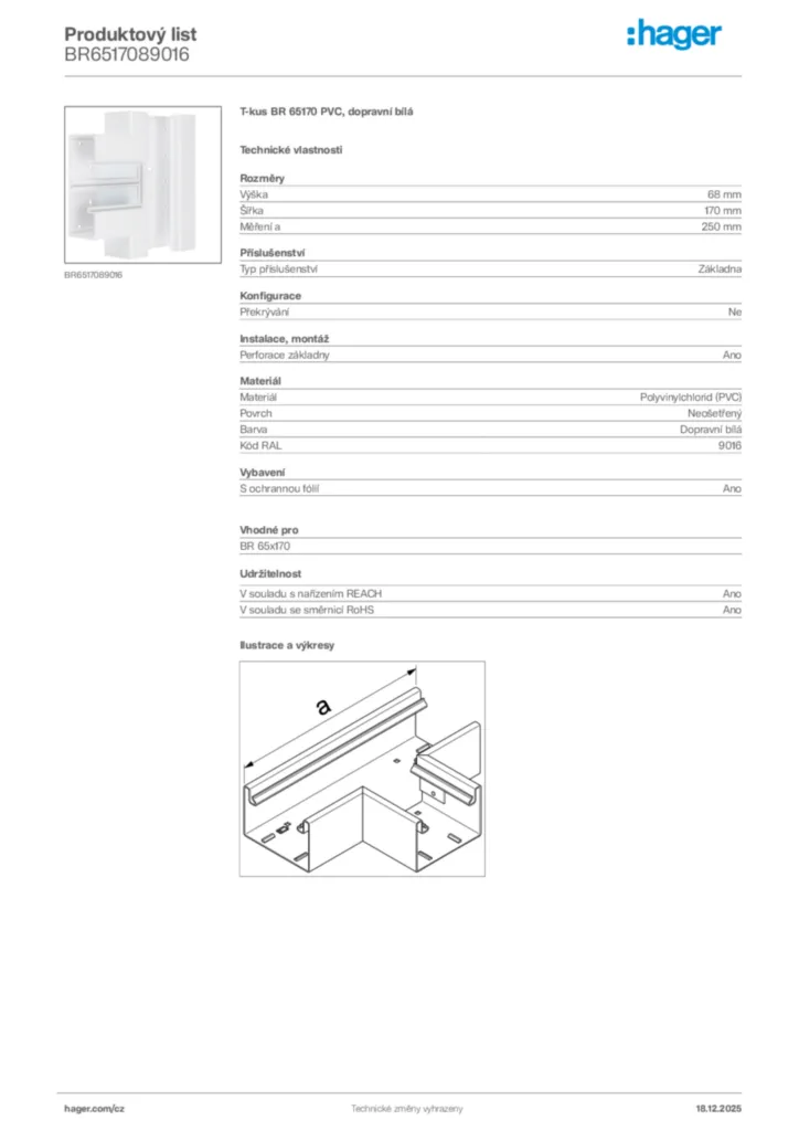 Obrázek Hager Produktový list BR6517089016 | Hager