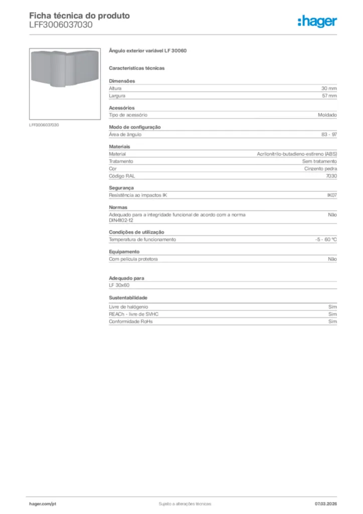 Imagem Hager Ficha técnica do produto LFF3006037030 | Hager Portugal