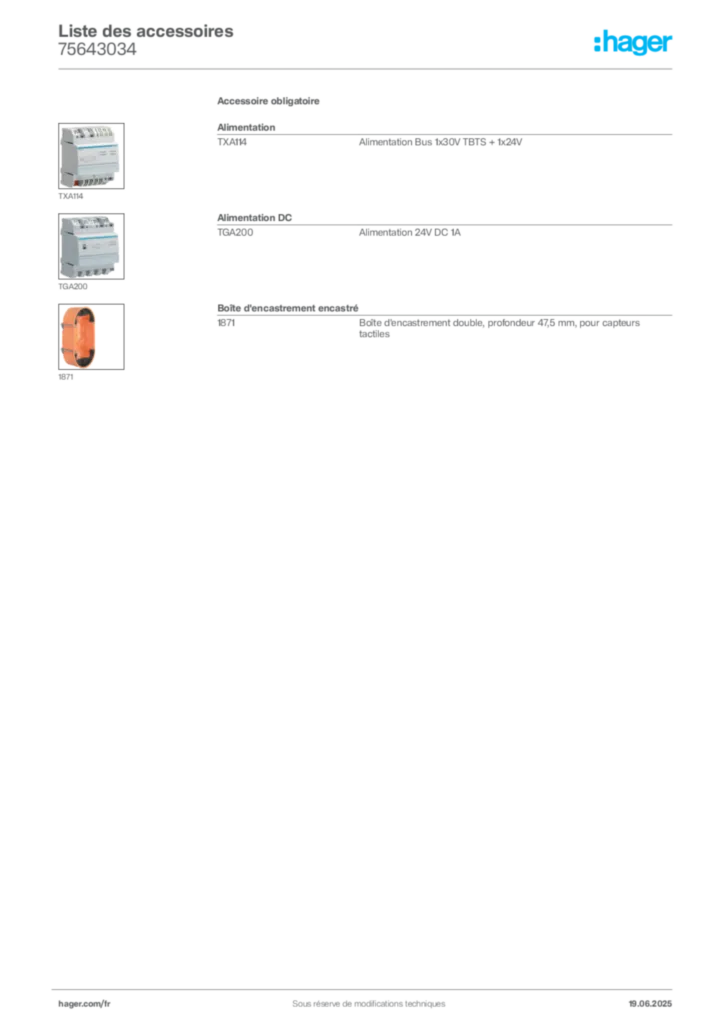 Image Hager Fiche technique du produit 75643034 | Hager France