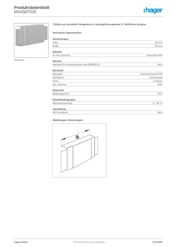 Bild Hager Produktdatenblatt M54567035 | Hager Deutschland