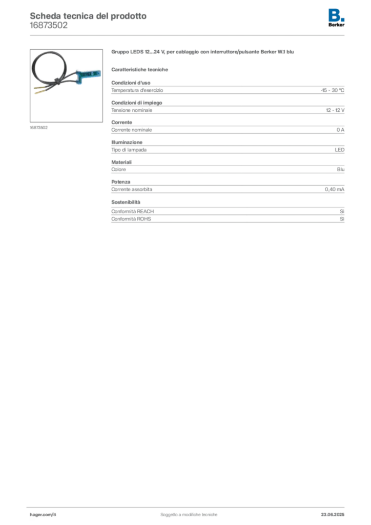 Immagine Berker Scheda tecnica del prodotto 16873502 | Hager Italia