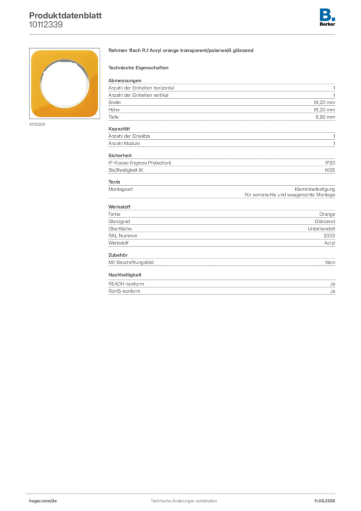 Berker Produktdatenblatt 10112339