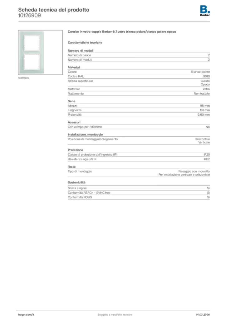 Immagine Berker Scheda tecnica del prodotto 10126909 | Hager Italia