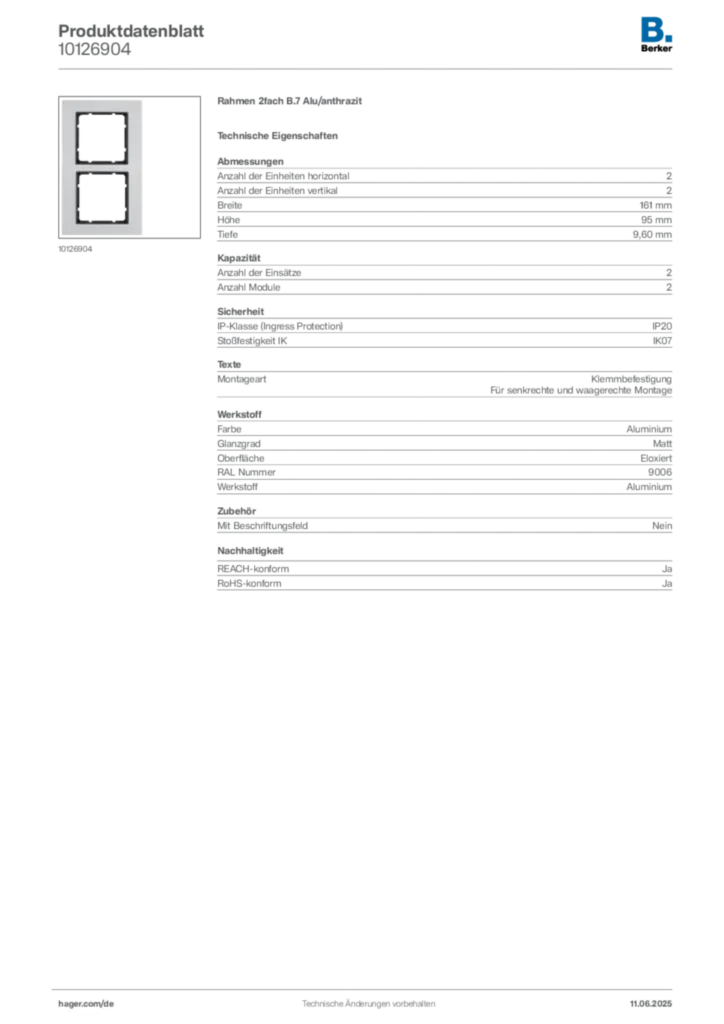 Berker Produktdatenblatt 10126904
