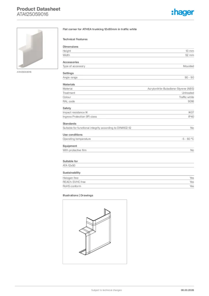 Image Hager Product data sheet ATA125059016  | Hager Africa