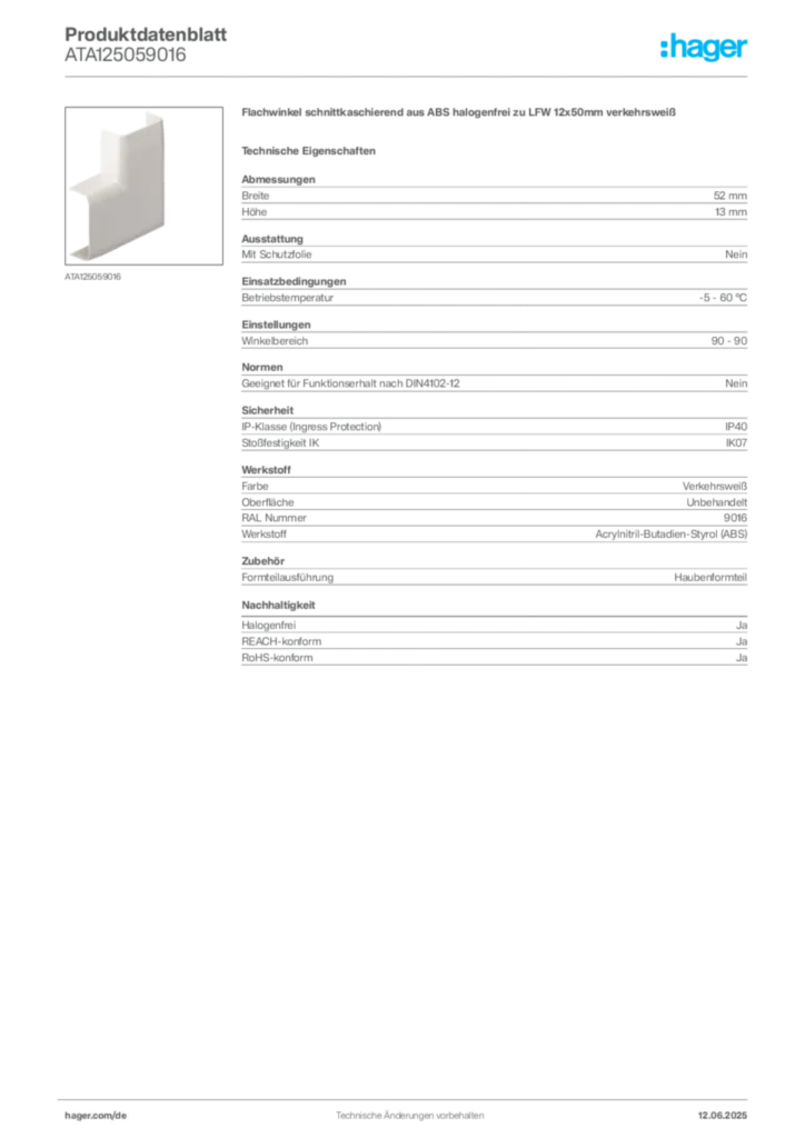 Bild Hager Produktdatenblatt ATA125059016 | Hager Deutschland