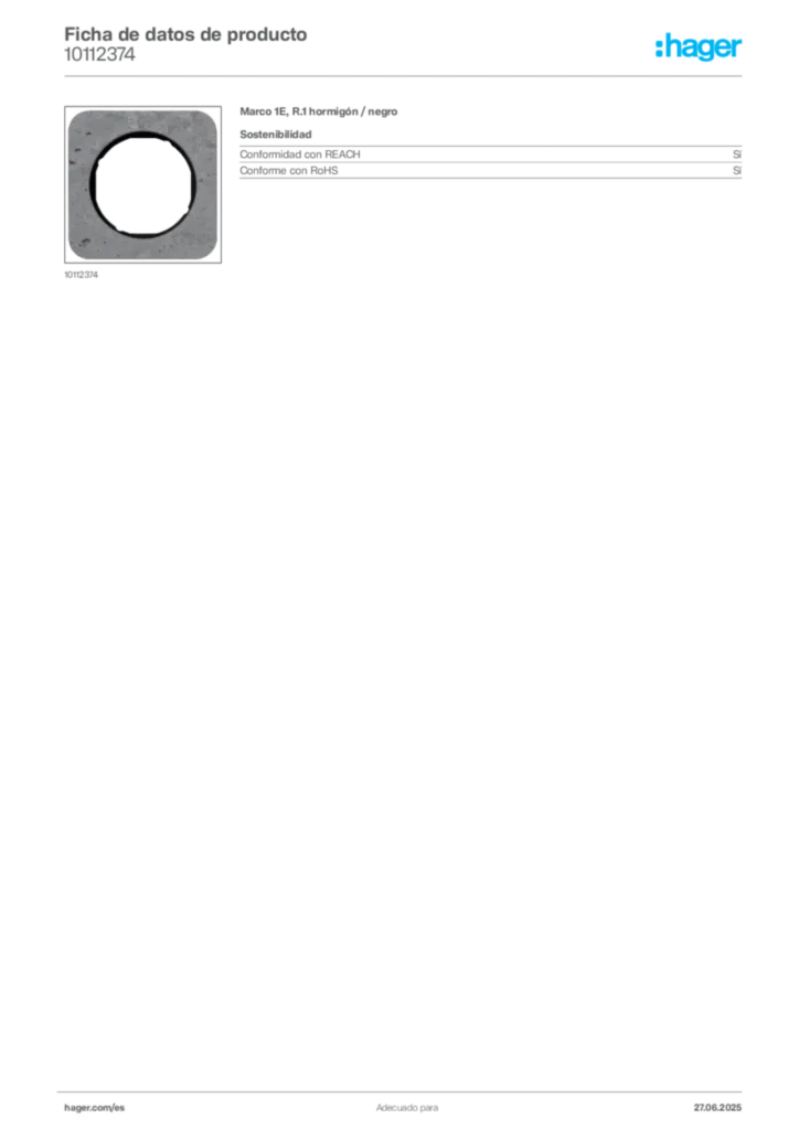 Imagen Hager Ficha de datos de producto 10112374 | Hager España