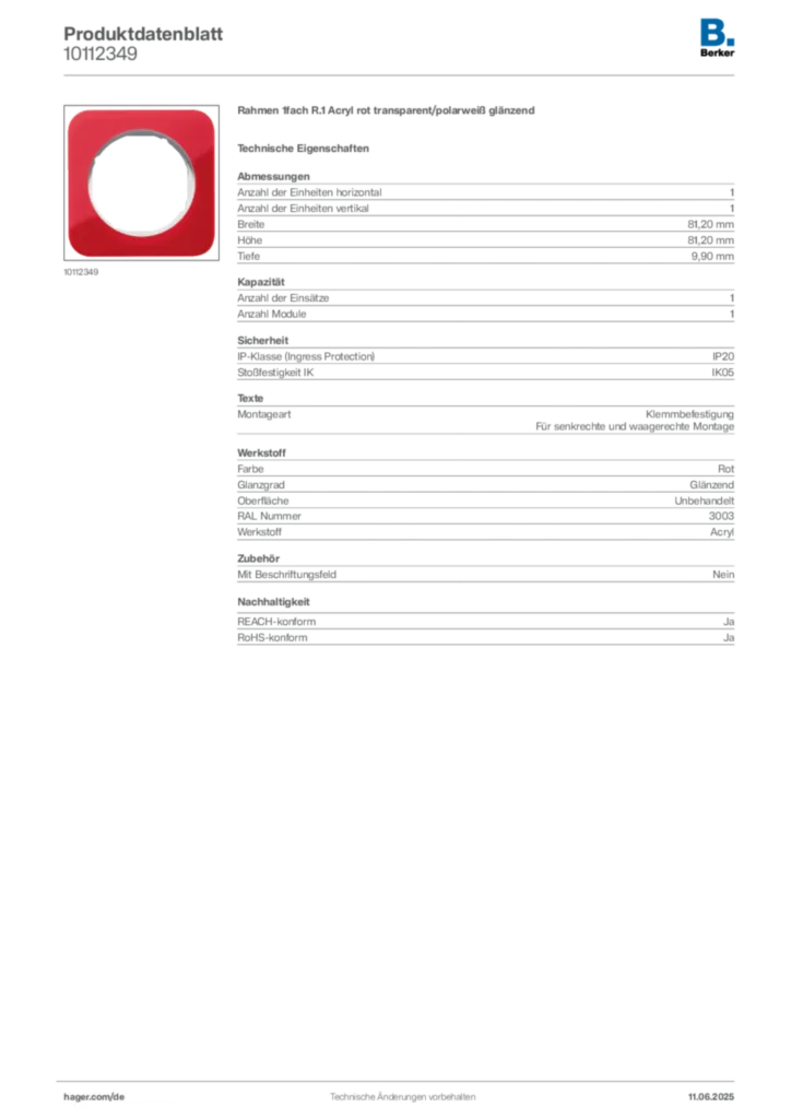 Berker Produktdatenblatt 10112349