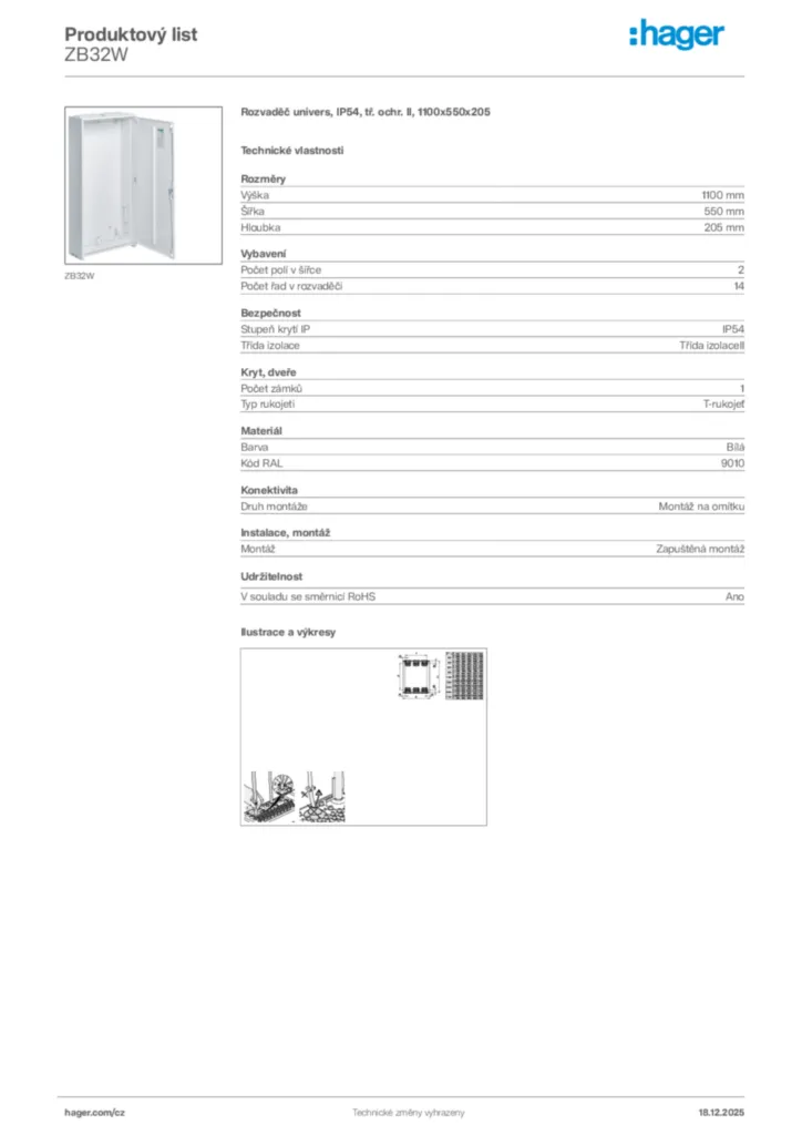Obrázek Hager Produktový list ZB32W | Hager