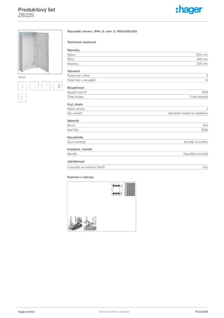 Obrázek Hager Produktový list ZB32S | Hager