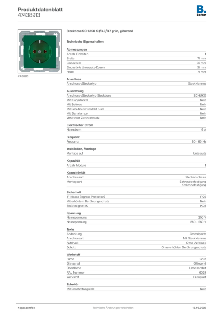 Berker Produktdatenblatt 47438913