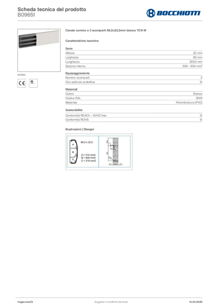Immagine Bocchiotti Scheda tecnica del prodotto B09651 | Hager Italia