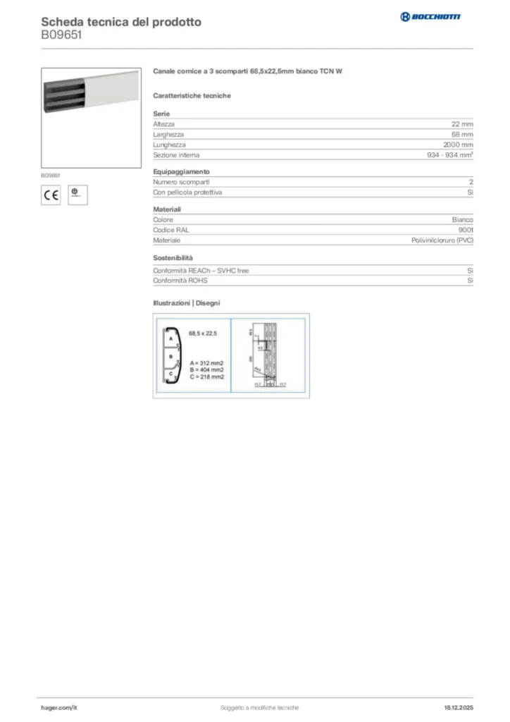 Immagine Bocchiotti Scheda tecnica del prodotto B09651 | Hager Italia