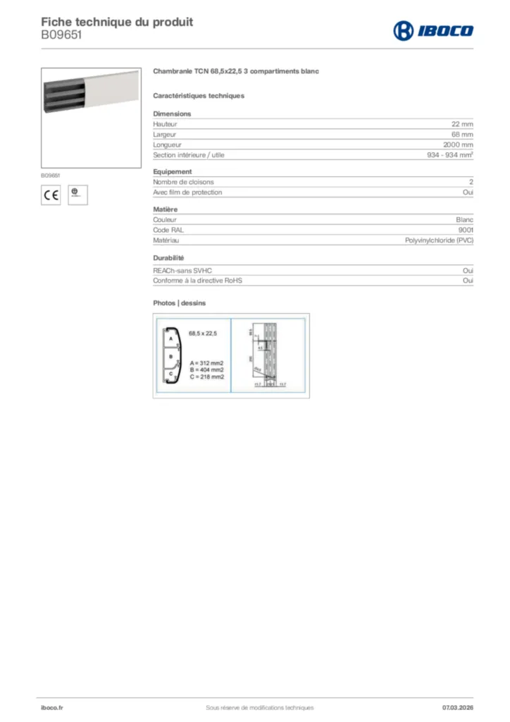 Image Iboco Fiche technique du produit B09651 | Hager France