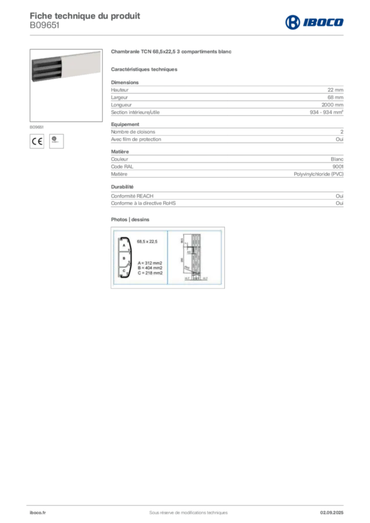Image Iboco Fiche technique du produit B09651 | Hager France
