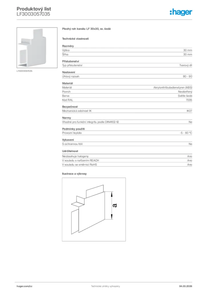 Obrázek Hager Product data sheet LF3003057035 | Hager
