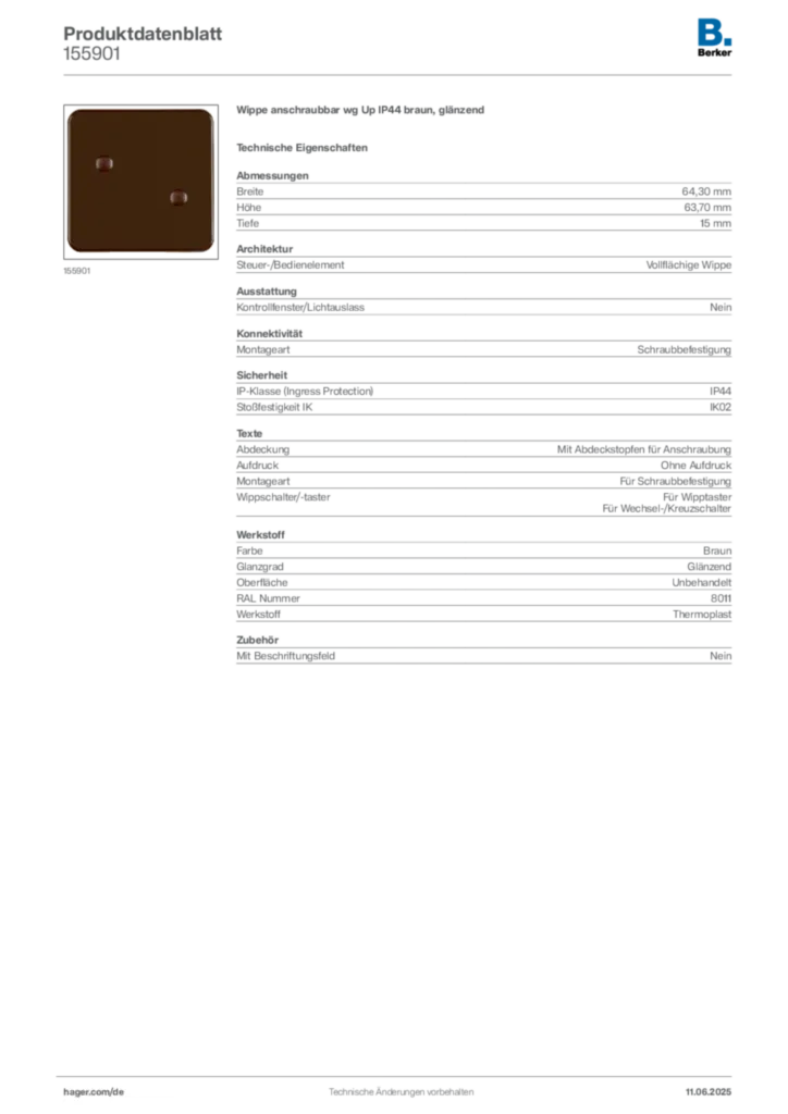 Berker Produktdatenblatt 155901