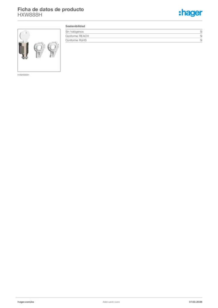 Imagen Hager Ficha de datos de producto HXW888H | Hager España