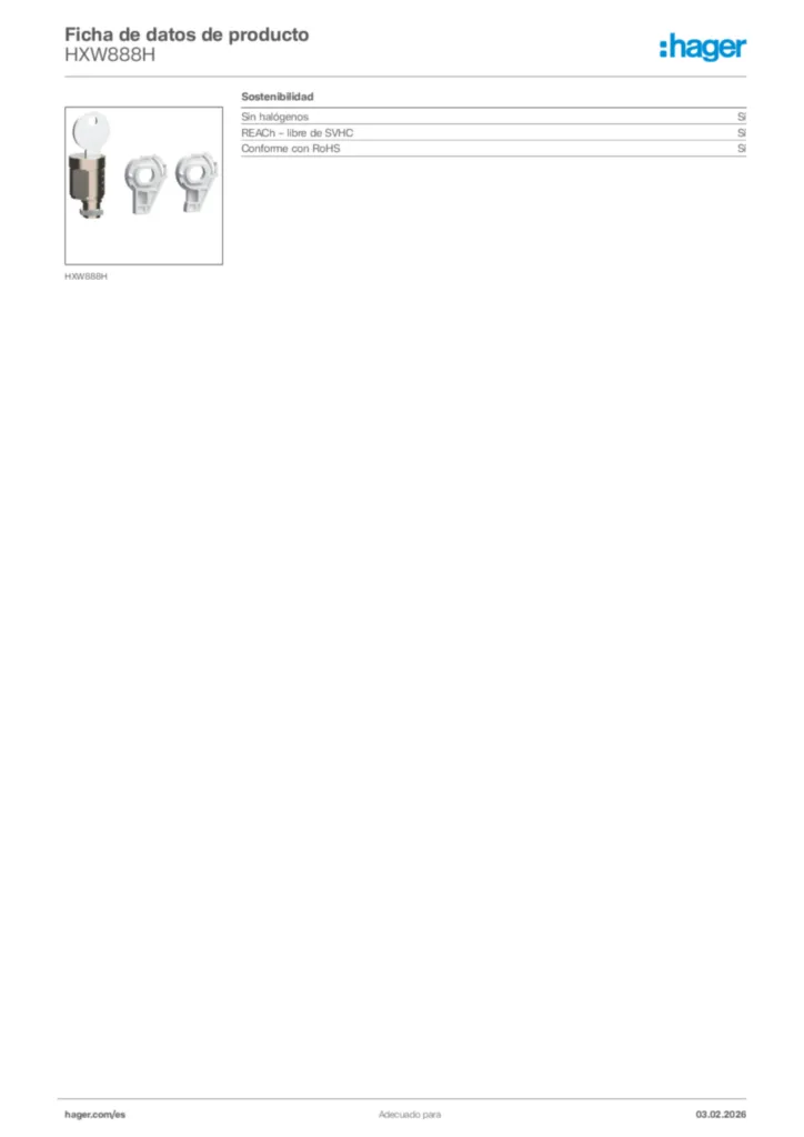 Imagen Hager Ficha de datos de producto HXW888H | Hager España