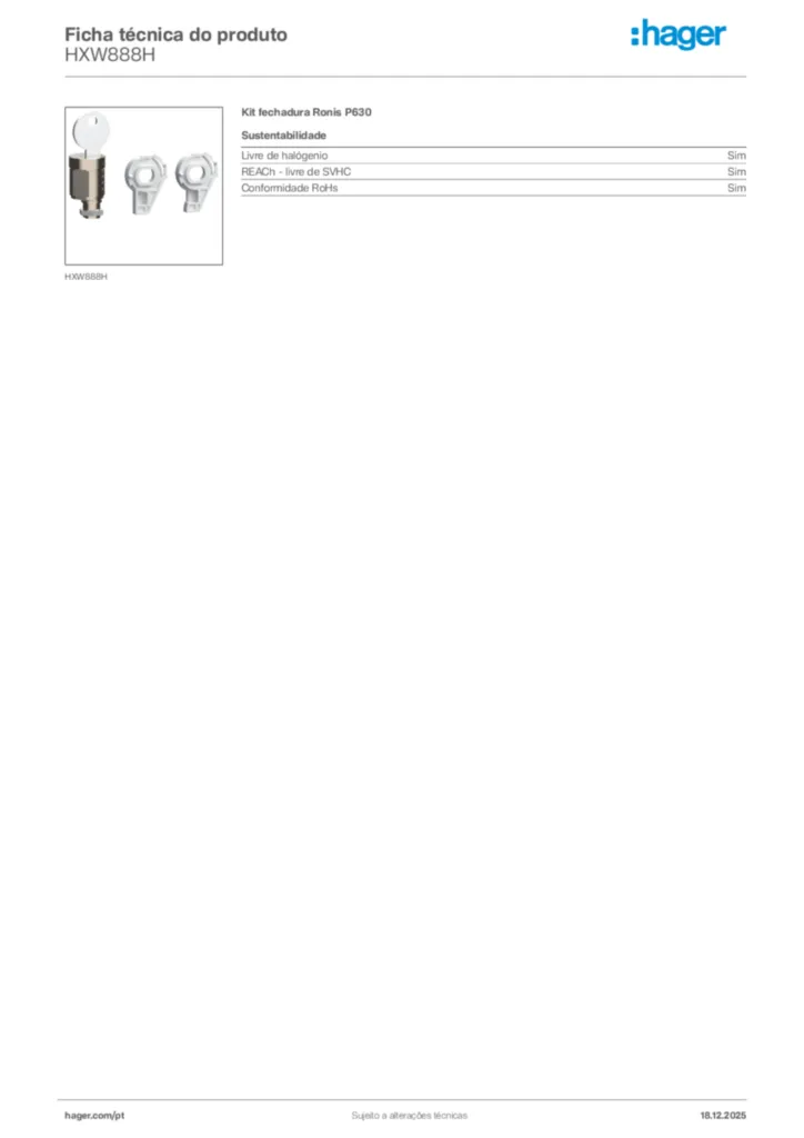 Imagem Hager Ficha técnica do produto HXW888H | Hager Portugal