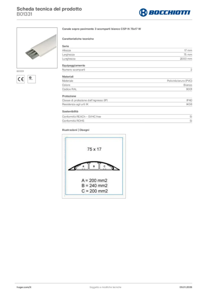 Immagine Bocchiotti Scheda tecnica del prodotto B01331 | Hager Italia